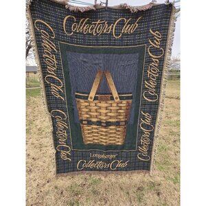 Longaberger Basket Collectors Club 1999 Woven Cotton Afghan Fringe Throw Blanket